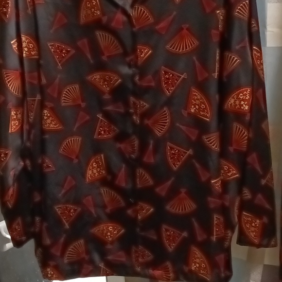 NWT sexy.. sensual cacique black/ red/gold asian-accented pajama set Size 26/28 - Picture 3 of 15